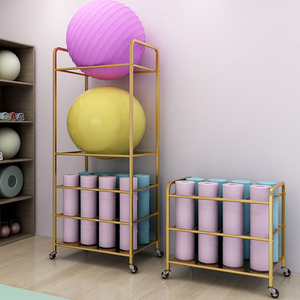 瑜伽垫收纳架瑜伽球架家用波速球半圆平衡球健身器材可移动置物架