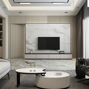 竹木纤维集成墙板客厅电视背景墙现代定制格栅隐形w门护墙板背景