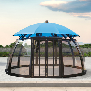 户外阳光房帐篷网红遮阳别墅庭院室外圆形组装房子休闲雨棚铝合金