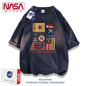 NASA WTAPS旗舰店重磅短袖T恤男夏季潮牌宽松情侣oversize五分袖