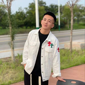 精神小伙潮流痞帅夹克男士网红陈七七十字架牛仔服外套高级感上衣