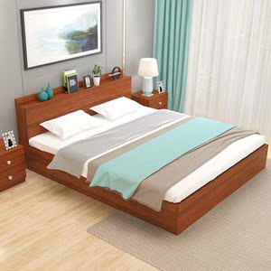 特朗森床板式床带软靠1.5米1.8米单双人床卧室家具高箱储物床榻榻