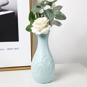 北欧塑料花瓶客厅居家假花直筒装饰品简约创意家居清新仿陶瓷摆件