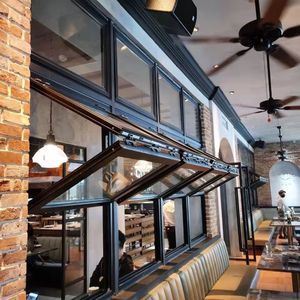 上悬上翻卷簧提升上拉窗别墅专用美式折叠窗外卖窗钢化玻璃窗餐厅