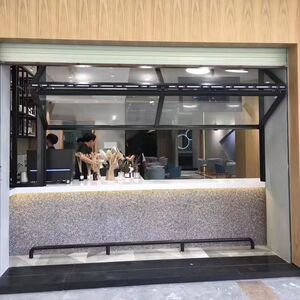 钢化玻璃窗上悬上翻电动折叠外卖窗美式折叠窗铝合金卷簧提升厨房