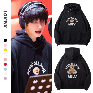 tf家族朱志鑫同款小熊印花卫衣外套衣服男女学生宽松薄款情侣上衣