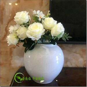 景德镇陶瓷大肚白色花瓶白胎瓷高白釉家居摆件装饰客厅书房样板房