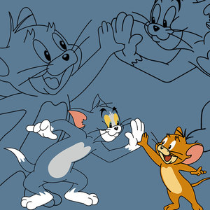 迈铁x动漫猫和老鼠联名情侣装夏装短袖t恤女汤姆和杰瑞情侣衣服潮