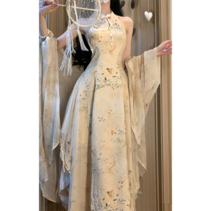 国风新中式连衣裙超好看仙女气质改良旗袍长裙两件套装春夏季新款