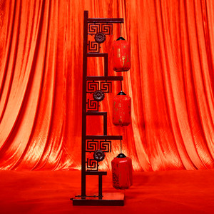 婚引中式路引道具汉铁中式宫灯路引d仿古唐艺婚礼灯笼路庆场景布