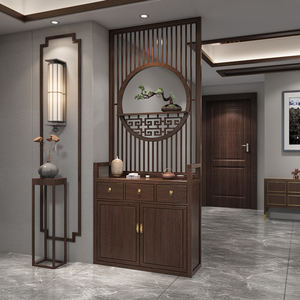 001人付款淘宝中式进门间厅柜屏风实木隔断客厅入户酒柜玄关柜鞋柜