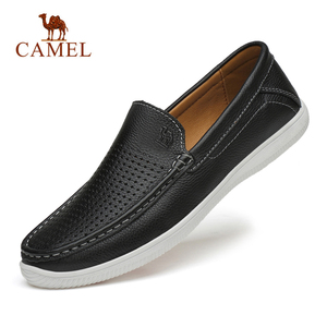 骆驼男鞋夏季真皮凉鞋透气镂空休闲鞋男软底套脚洞洞鞋网眼凉皮鞋