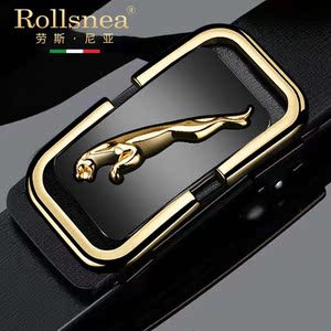 ytdi高端皮具淘宝纯铜扣捷豹皮带男士真皮头层牛皮平滑扣青年韩版