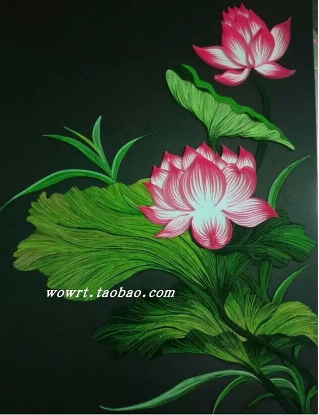 包邮新手衍纸植物荷花莲花底稿线稿图立体彩纸家居装饰画手工材