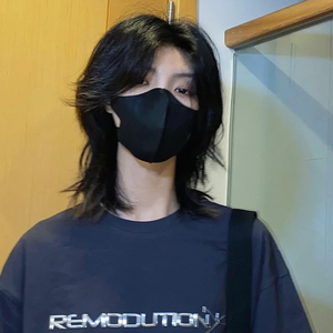 狼尾假发男长发日系男生武士头帅气中分男士鲻鱼头自然日常全头套