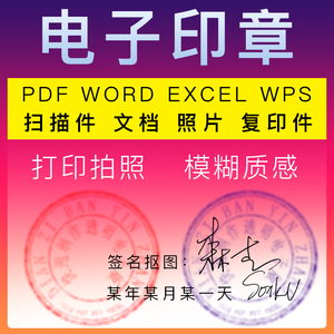 电子版印章私印代签名抠扣图章png镂空透明底pdfword文档签盖章