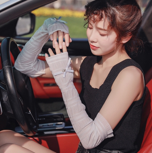 夏天女式开车骑车防晒手套长款防晒套袖女防紫外线长袖套骑行遮阳
