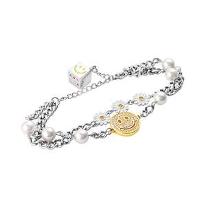 【灵感雏菊】astar hades雏菊珍珠笑脸镶钻叠戴手链