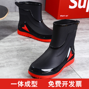 高档雨鞋男新款束口防雨防水鞋短中筒防滑雨靴加绒棉水靴工作胶鞋