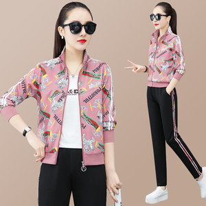 正品乔丹运动服套装女春秋季花色新款韩版时尚休闲女装长袖长裤卫