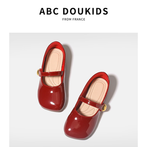 ABC Doukids女童玛丽珍公主鞋红色小皮鞋宝宝小女孩儿童平底单鞋