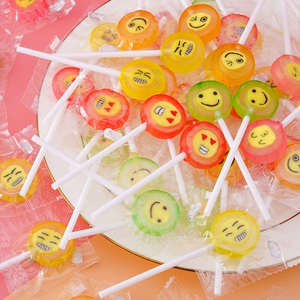 网红表情棒棒糖高颜值笑脸水果切片糖儿童节日礼物零食散装小糖果