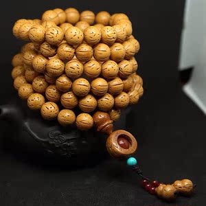 桃核光珠脖挂手串精品108天然野生手工正圆脑纹配饰佛珠文玩车挂