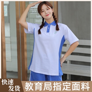 深圳校服女短袖中学生运动服上衣夏装初中高中生统一纯棉t恤正品