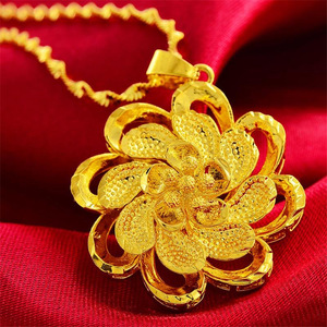 新款 越南沙金大花开富贵项坠久不褪色网红妈妈婚庆女士项坠真金