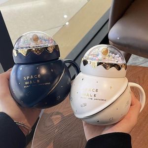 贝莎胖大叔优选超可爱太空陶瓷镜面马克杯380ml抖音同款0