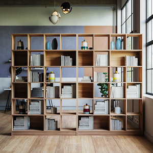 实木落地矮书柜