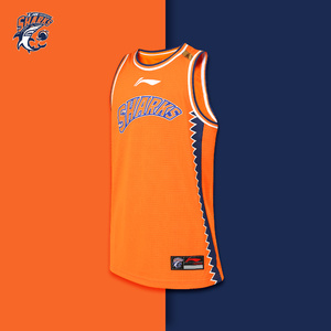 上海久事大鲨鱼 cba李宁大鲨鱼客场球衣王哲林李添荣篮球比赛上衣