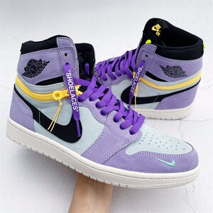 适配aj1 high swich 紫罗兰拉链紫色艺术扎染腰果花鞋带