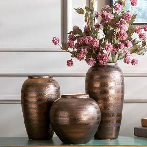 景德镇陶瓷器复古陶罐粗陶新中式干花水养小花瓶客厅插花摆件花盆
