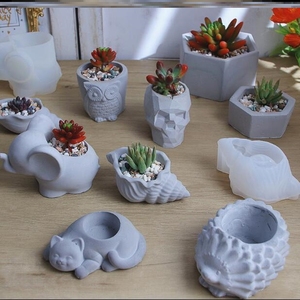 水泥花盆硅胶模具灌浆自制手工混凝土植物香薰石膏盆栽diy花盆