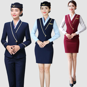 南航空姐制服职业套装高端高铁乘务员学院风气质前台接待女工作服