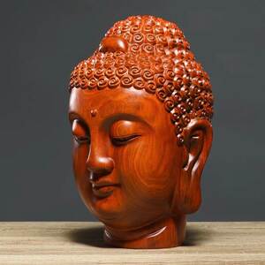 黑檀木雕释迦摩尼佛像摆件 释迦牟尼佛头像 客厅镇宅风水红木摆设