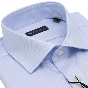 choya蝶矢衬衫高支纯棉免烫ssp可机洗浅蓝斜纹商务男长袖ex18002