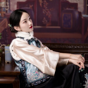 凤栖银海丨2021冬季新款丨复古民国风绣花一字襟马夹保暖日常可穿