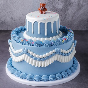 双层复古韩式裱花奶油蛋糕模型2021新款生日假蛋糕样品