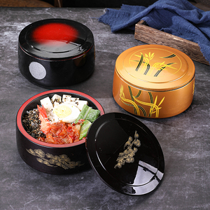 日式鳗鱼饭盒便当盒圆形带盖饭盒日本寿司料理饭盒子减脂餐餐盒
