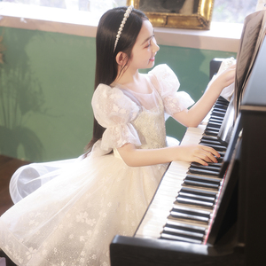 钢琴演奏礼服女童夏季高端儿童公主裙花童婚礼小女孩主持人演出服