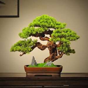 仿真迎客松盆景中式客厅摆件家居饰品假绿植玄关盆栽办公室内装饰