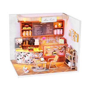diy迷你蛋糕店小屋小房子甜品屋手工制作礼物屋子模型微缩玩具房