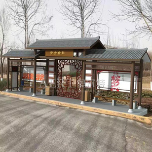 河北保定双层仿古候车亭定制公交站台古典候车厅宿迁候车亭厂家