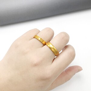 香港免税黄金18k戒指男女999金指环闭口永不掉色情侣对戒六字戒子