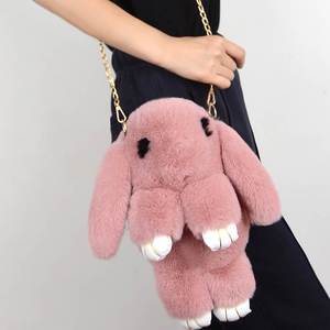 2021新款毛毛绒小兔子动物包包可爱儿童背包链条单肩斜跨女学生包