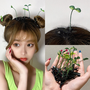 头上长草发夹女夏季小草鸭嘴夹个性创意顶夹搞怪趣味夹子头饰发卡
