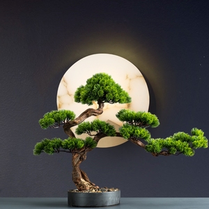 仿真迎客松客厅摆件桌面绿植假树盆景玄关罗汉松景观造景装饰松树