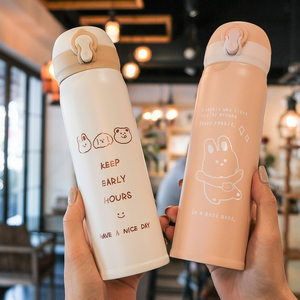 小初高中学生儿童保温杯女可爱大容量弹跳杯大人便携简约水杯水壶